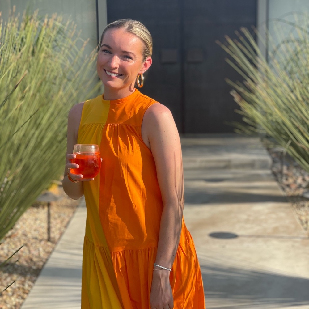 Christopher John Rogers Sleeveless Ruffle Two-Tone Tiered Dress Orange